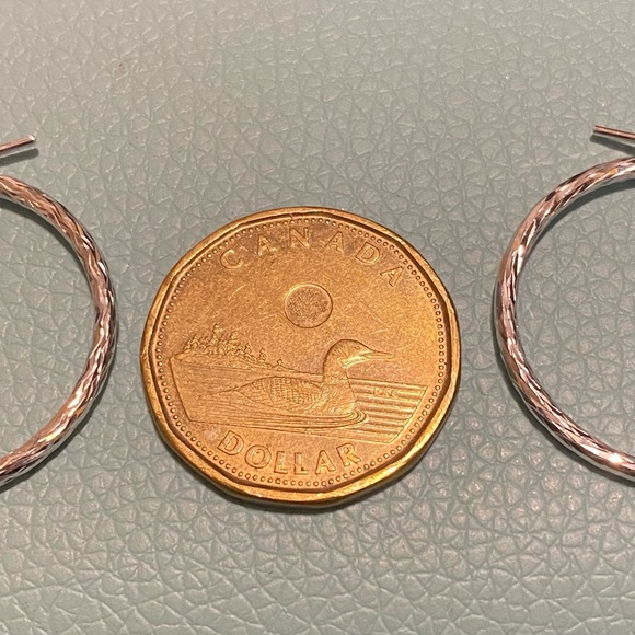 Fine Italian Diamond Cut Hoop Earrings In Sterling Silver,1 inch RETAIL @US$280 - Picture 3 of 9